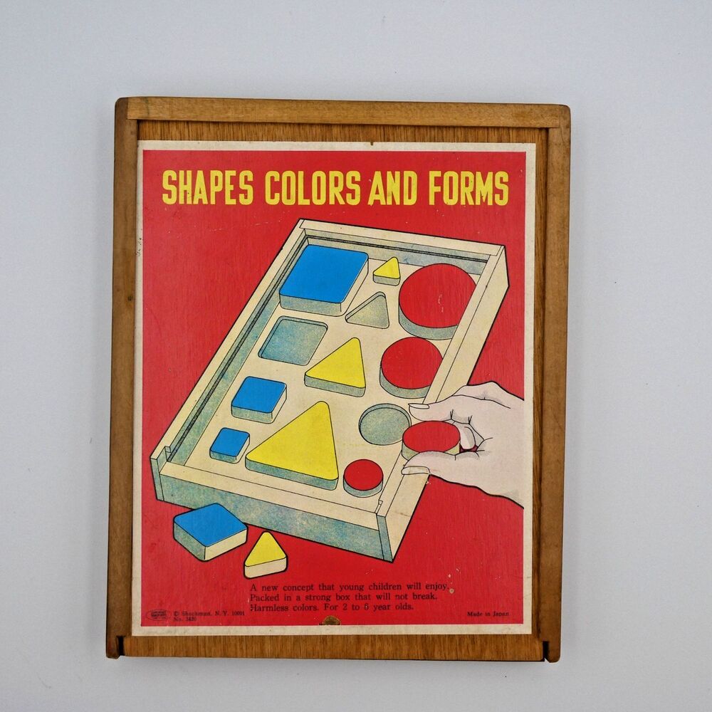 Vintage Shackman Wooden Shapes Colors Forms Sorting Puzzle No 3426 Made in Japan